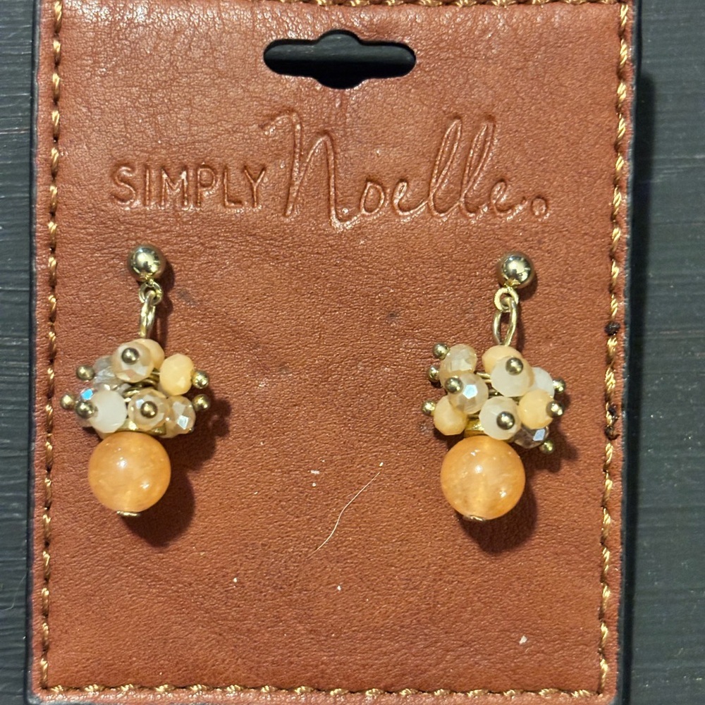 Simply Noelle Peach Cluster Drop Earrings with Gold Accents